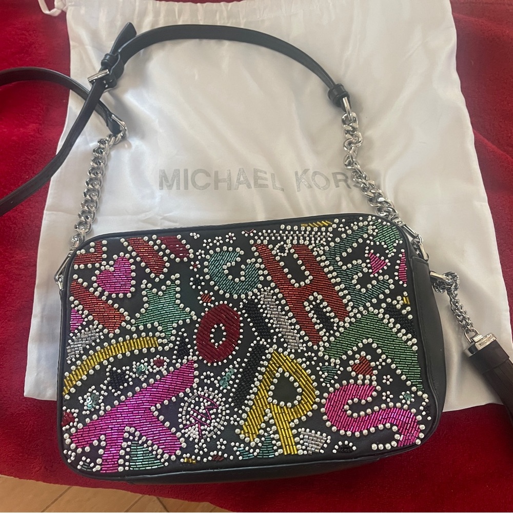 MICHAEL KORS GINNY MED PARTY BEAD PURSE GUC